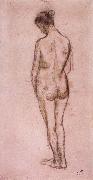 Camille Pissarro Full-length standing nude of a woman from behind oil painting artist